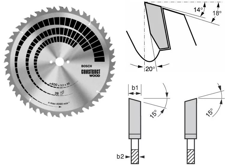 Lame BOSCH Construct Wood pour scie circulaire table